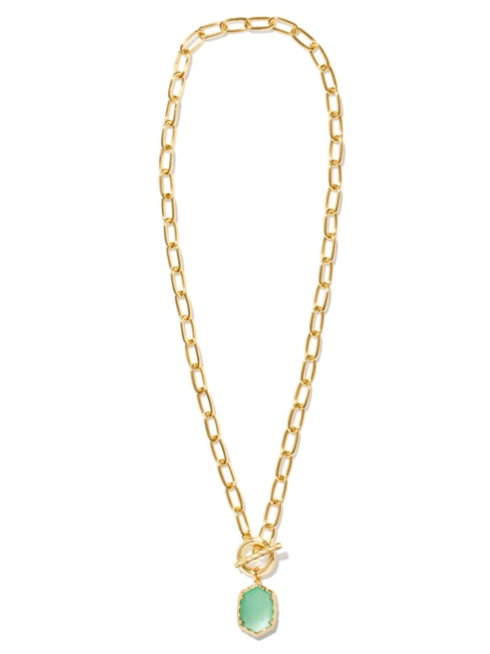 Kendra Scott Daphne Convertible Gold Link And Chain Necklace In Light Green - Picture 3 of 4